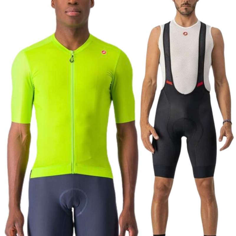 Completo Castelli Maglia Espresso+Salopette Competizione nero/lime fluo  Primavera/Estate 2024, CASTELLI