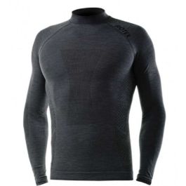 Maglia grigia con collo a Lupetto Calore merino.